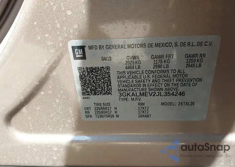 2018 GMC Terrain Sle from USA, damaged, VIN 3GKALMEV2JL354246